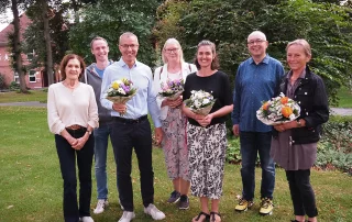 (v.l.n.r.): Hella Dyck, Peter Beckendorf, Friedhelm Simon, Brigitte Richter (nicht Teil des Vorstands), Jana Schmidt, Jens Maitra und Antje Weißmann